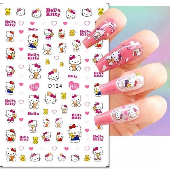 NWT THE CRÈME SHOP × HELLO KITTY 50 NAIL ART DECAL STICKERS + CLEAR NP - Picture 3 of 16